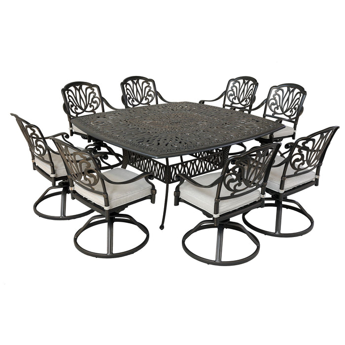 Square For 8 Person Aluminum Dining Set With Cushions