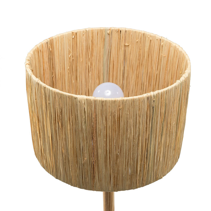 Thebae Solid Wood 21. 3" Table Lamp With In Line Switch Control And Grass Made Up Lampshade