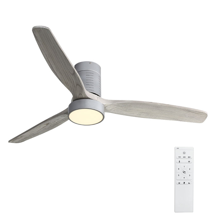 52 Inch 18W Led Ceiling Fan With Dimmable 6 Speed Remote Silver 3 Solid Wood Blade Reversible Dc Motor For Living Room STop Receiving Wf Orders