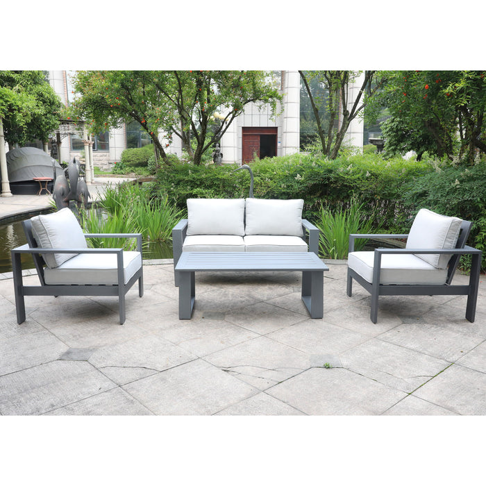 4 Piece Sofa Seating Group With Cushions, Powdered Pewter