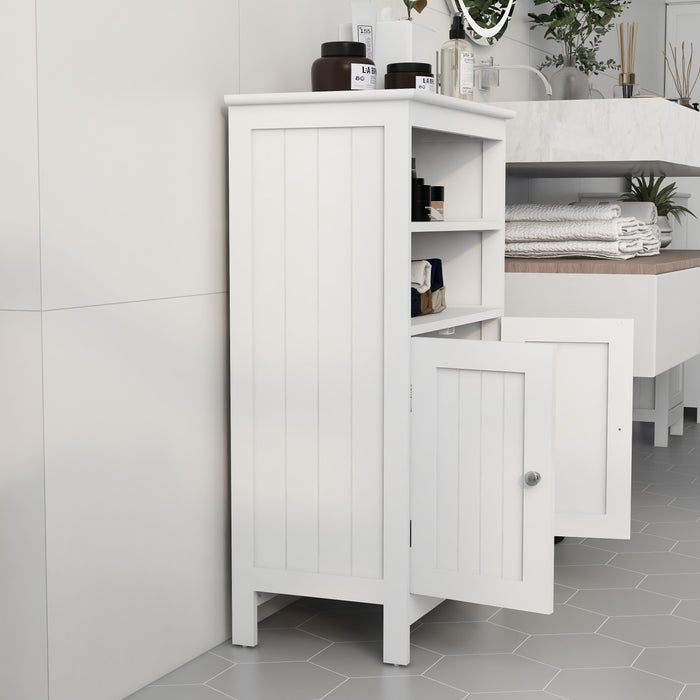 Bathroom Floor Cabinet Freestanding 2 Doors And 2 Shelfs Wood Storage Organizer Cabinet For Bathroom - White