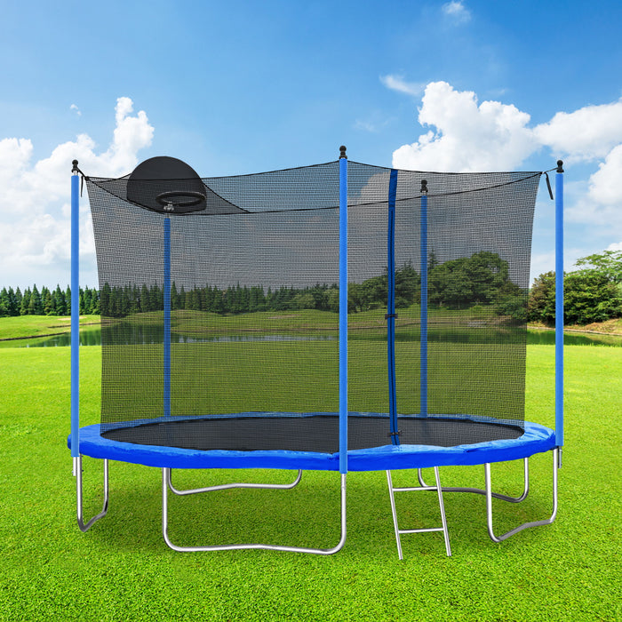 12 Foot Trampoline With Board - Blue