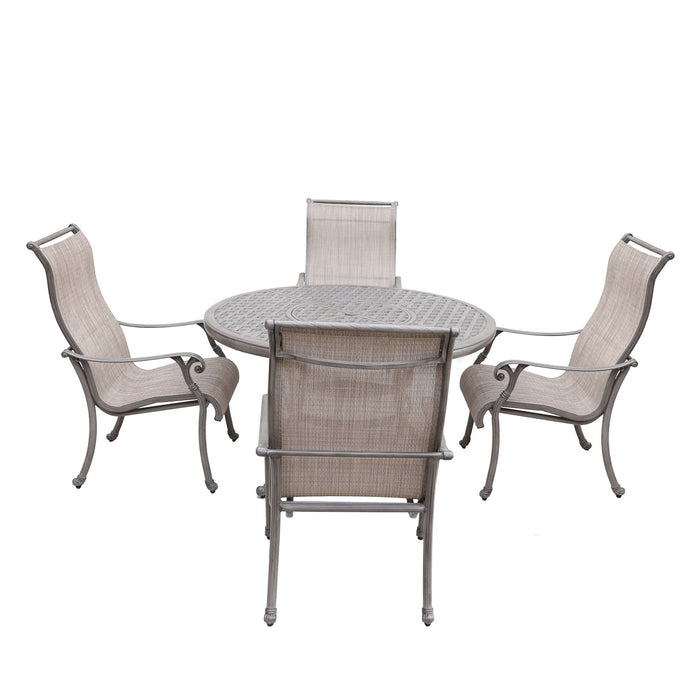 Cast Aluminum 5 Piece Aluminum Dining Set With Sling Chairs