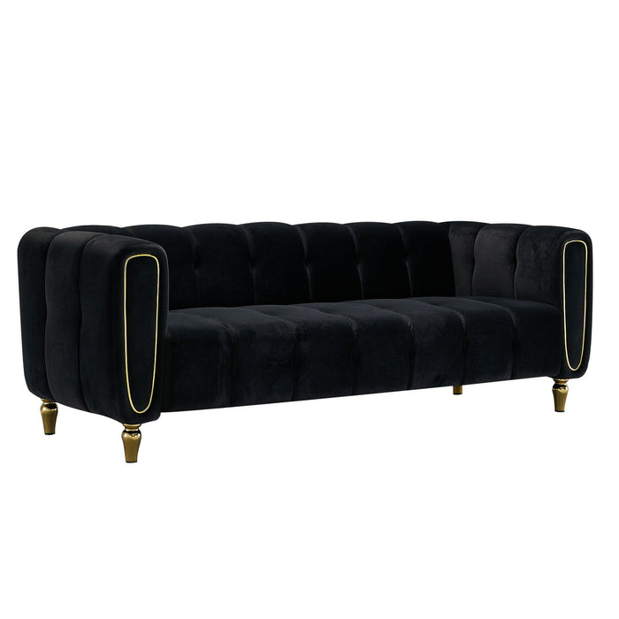 Modern Velvet Sofa For Living Room Black Color