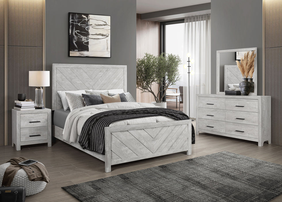 Denver Queen 4 Piece Modern Style Storage Bedroom Set Made With Wood In Gray