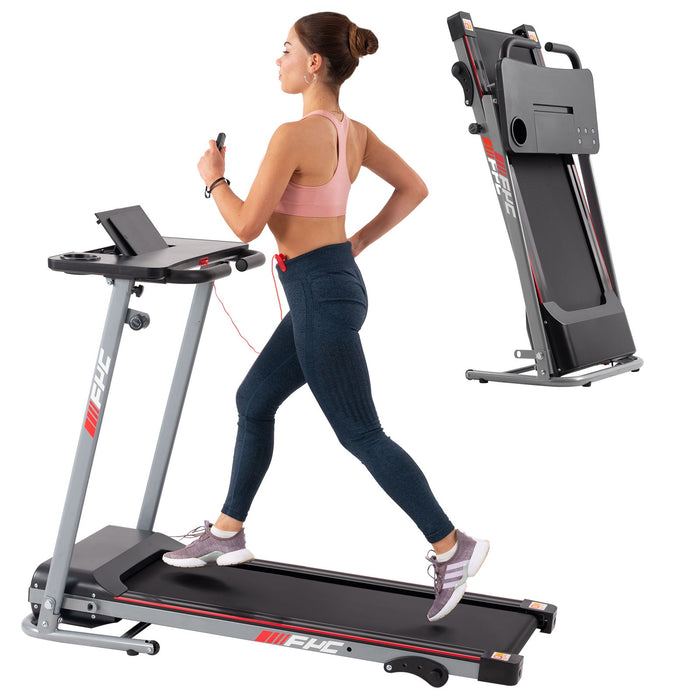 Fyc Folding Treadmill For Home With Desk 2. 5Hp Compact Electric Treadmill For Running And Walking Foldable Portable Running Machine For Small Spaces Workout, 265Lbs Weight Capacity