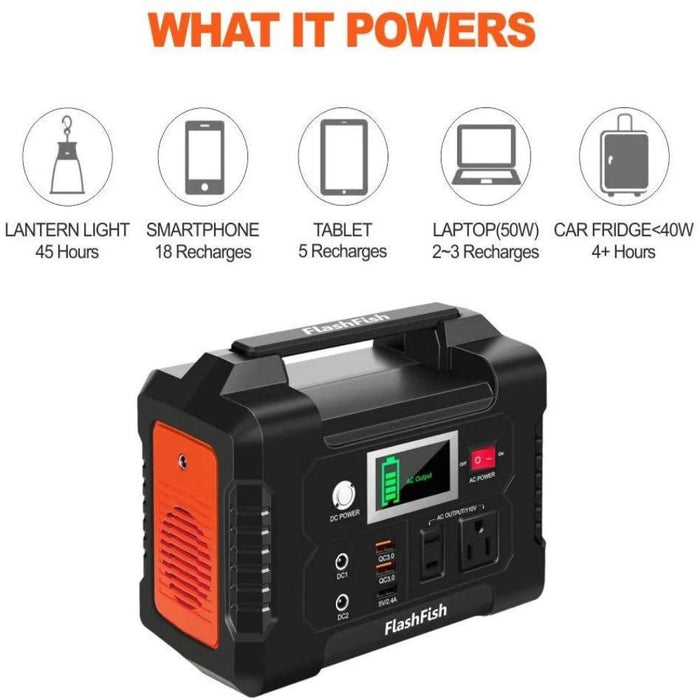 200W Portable Power Station, 40800Mah Solar Generator With 110V Ac Outlet / 2 Dc Ports / 3 USB Ports, Backup Battery Pack Power Supply For Cpap Outdoor Advanture Load Trip Camping Emergency