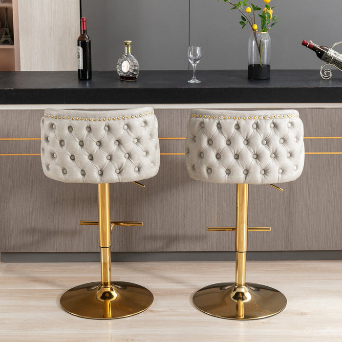 Swivel Barstools AdjUSAtble Seat Height, Modern PU Upholstered Bar Stools With The Whole Back Tufted, For Home Pub And Kitchen Island (Beige, (Set of 2)
