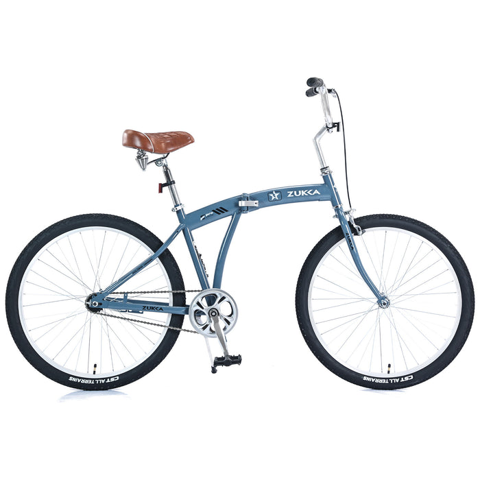 Single Speed Folding Bicycles, Multiple Colors 26" Beach Cruiser Bike - Blue