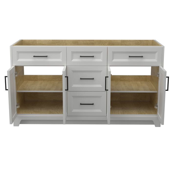 Solid Wood Bathroom Vanity Without Top Sink, Modern Bathroom Vanity Base Only, Birch Solid Wood And Plywood Cabinet, Bathroom Storage Cabinet With Double-Door Cabinet And 3 Drawers Light Gray