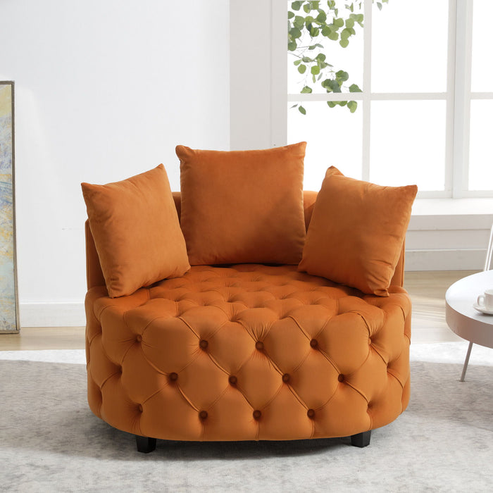 A&A Furniture, Width 40. 6 Inches Accent Chair/Classical Barrel Chair For Living Room/Modern Leisure Sofa Chair - Orange
