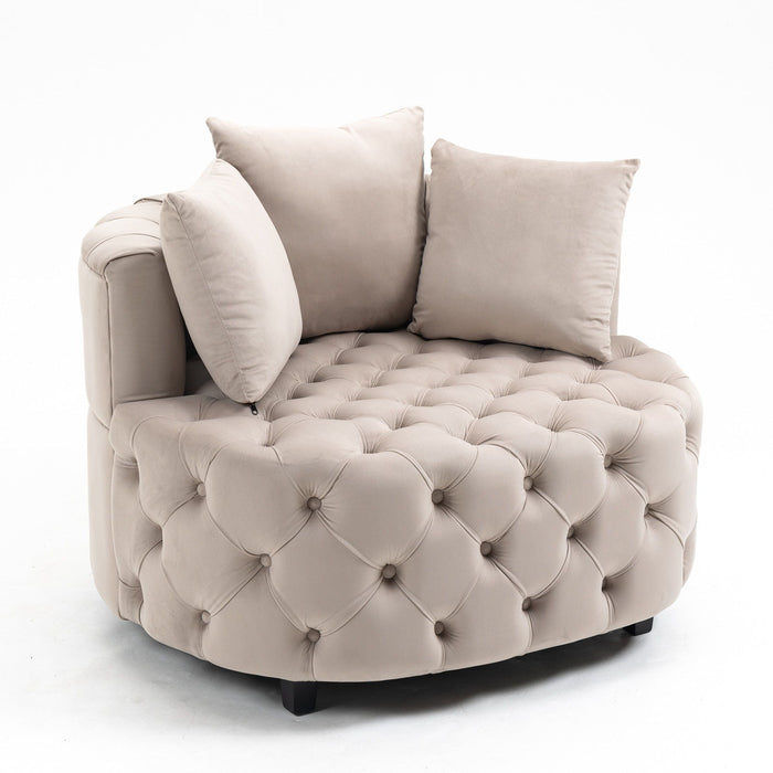 Accent Chair / Classical Barrel Chair For / Modern Leisure Sofa Chair (Khaki)