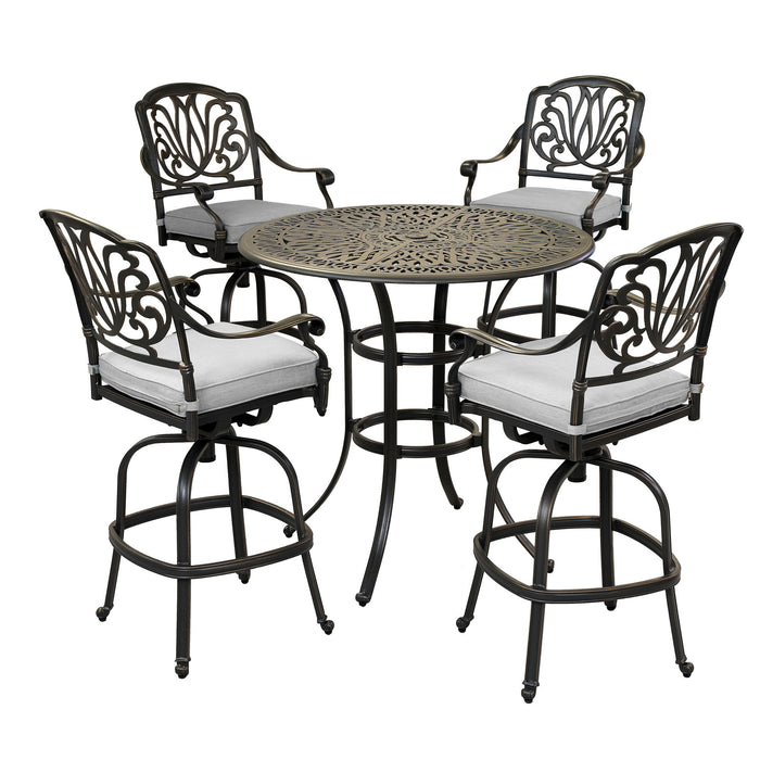 Round 4 Person, Bar Height Dining Set With Cushions