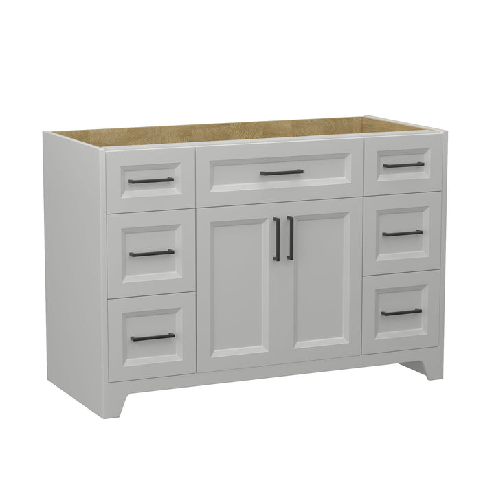 Solid Wood 48"Bathroom Vanity Without Top Sink, Modern Bathroom Vanity Base Only, Birch Solid Wood And Plywood Cabinet, Bathroom Storage Cabinet With Double-Door Cabinet And 6 Drawers, Light Gray