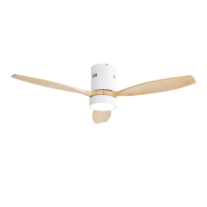 Flush Mount Ceiling Fan DC 3 Solid Wood Fan Blade Noiseless Reversible Motor Remote Control With Light
