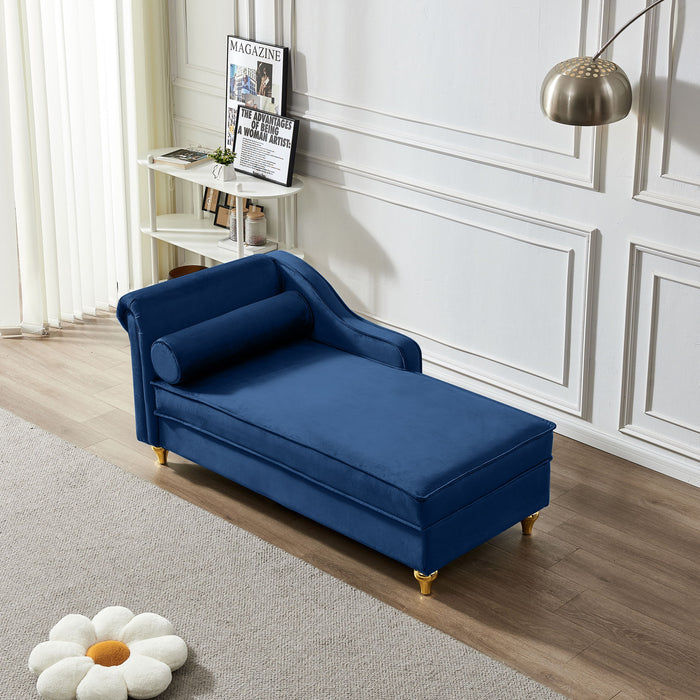 Modern Upholstery Chaise Lounge Chair With Storage Navy Blue