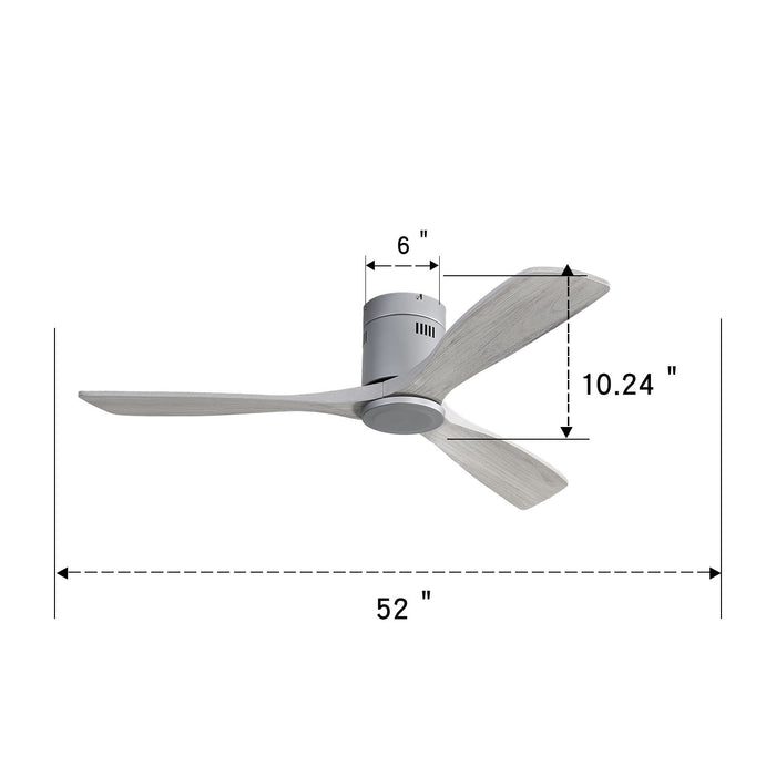 Low Profile Ceiling Fan Dc 3 Carved Wood Fan Blade Noiseless Reversible Motor Remote Control Without Light