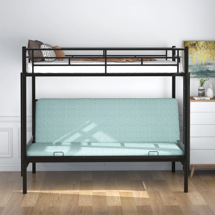 Twin Over Full Metal Bunk Bed, Multi Function, Black