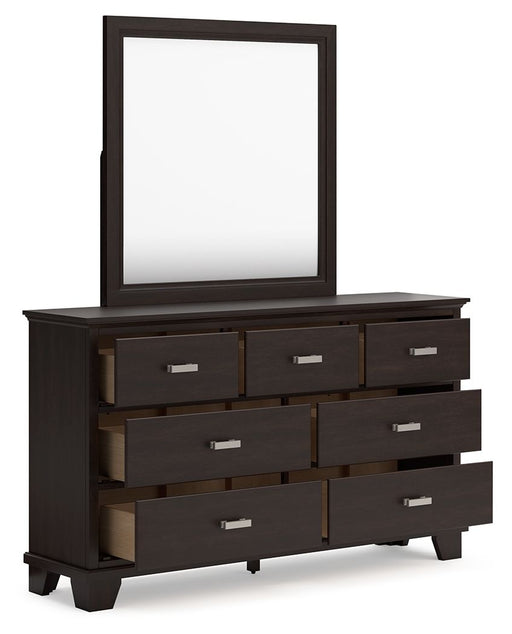 Covetown - Dresser And Mirror - Dark Brown Signature Design by Ashley®