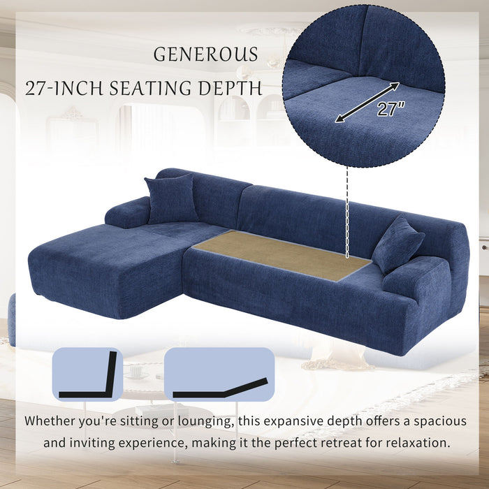 U_Style Modern Large L-Shape Modular Sectional Sofa For Living Room, Bedroom, Salon, 2 Piece Free Combination, Simplified Style - Blue