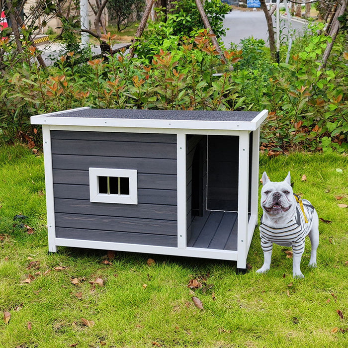Outdoor PUppy Dog Kennel, Waterproof Dog Cage, Wooden Dog House With Porch Deck