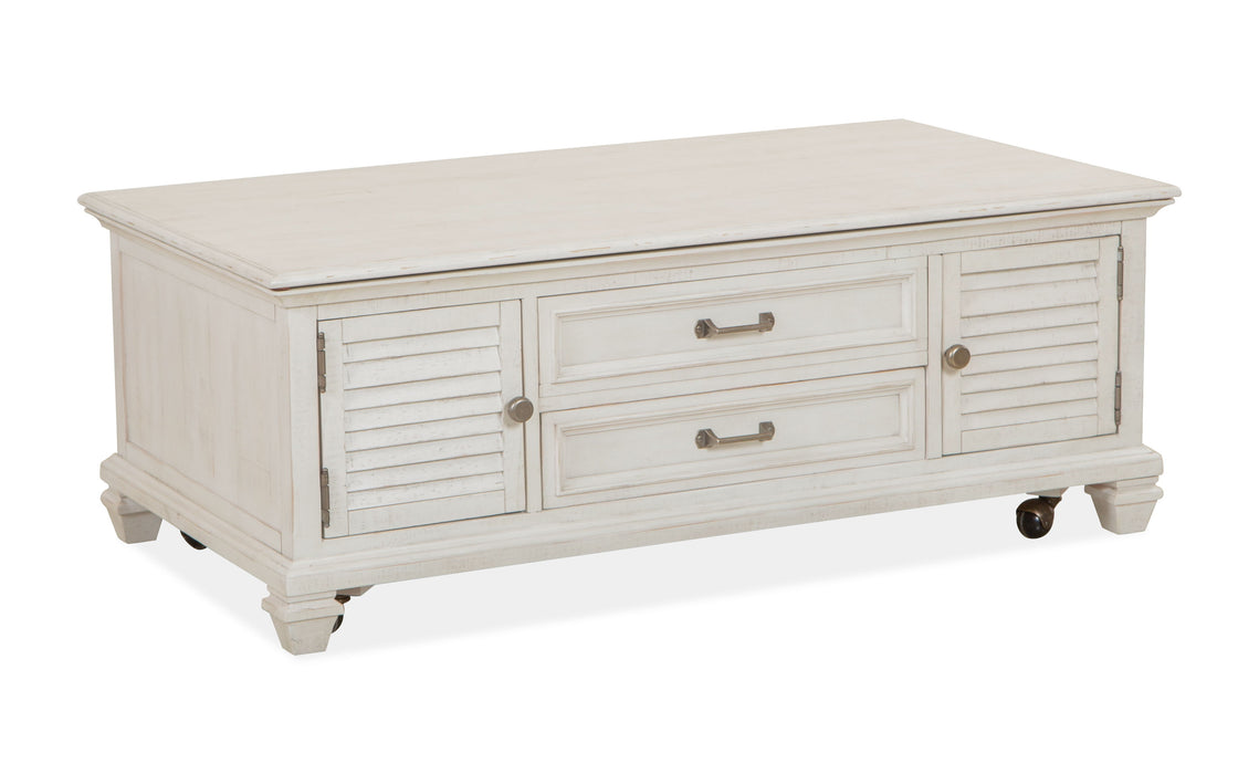 Newport - Lift Top Storage Cocktail Table (With Casters) - Alabaster