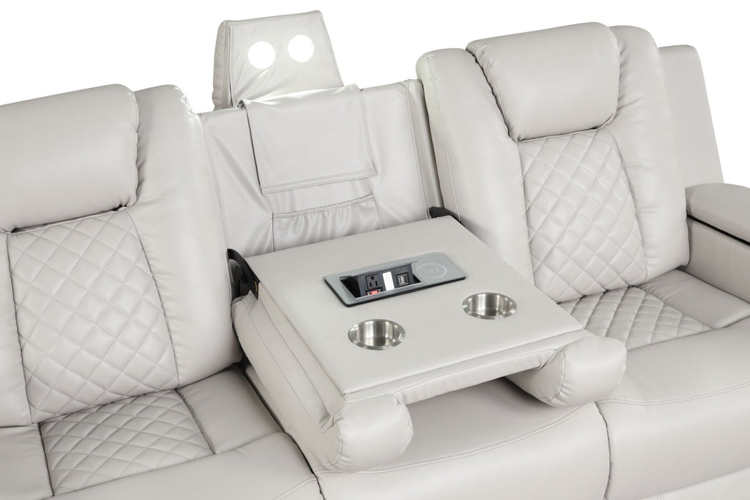 Benz Led & Power Recliner 3 Pieces Made With Faux Leather In Ice
