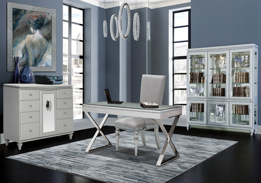 Melrose Plaza - Writing Desk with Glass Top - Dove