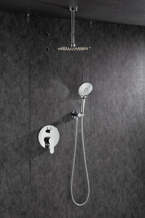 Black Shower System, Ceiling Rainfall Shower Faucet Sets Complete Of High Pressure, Rain Shower Head With Handheld, Bathroom 10\\\'\\\' Shower Combo With Rough In Valve Included