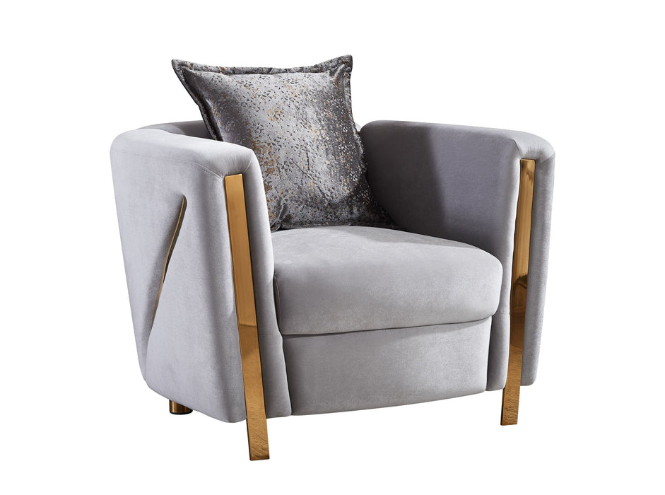 Chanelle Thick Velvet Upholstered Chair Made With Wood In Gray