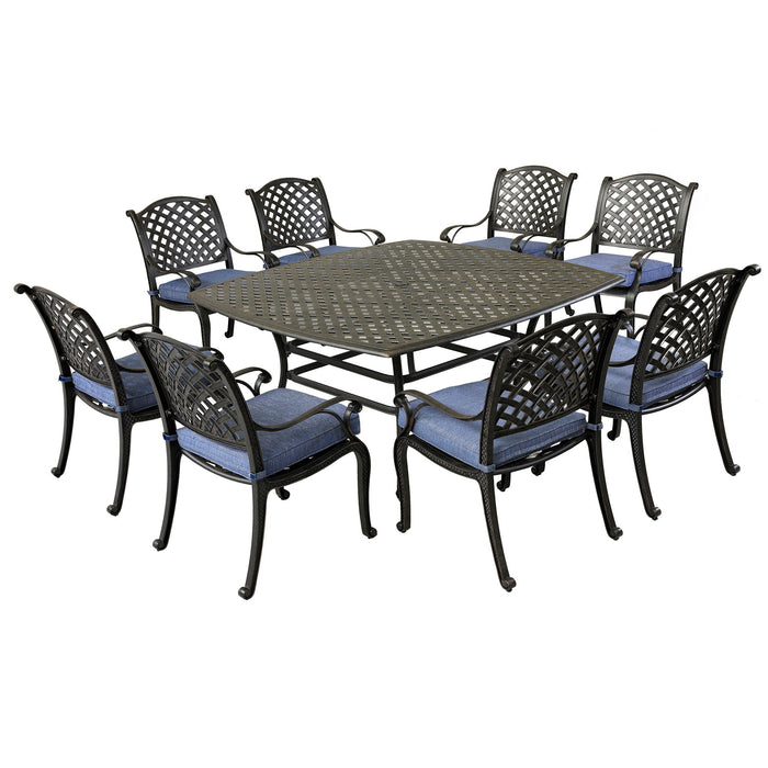 Square 8 Person 63.98" Long Dining Set - Navy Blue