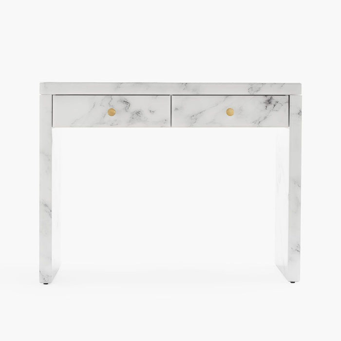 Modern Design Tempered Glass Marble Texture Vanity Table Dressing Table For Bedroom, Living Room