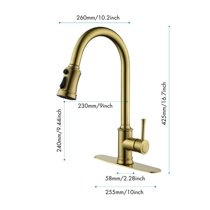 Touch Kitchen Faucet, With Pull Down Sprayer - Gold