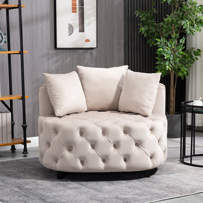 Accent Chair / Classical Barrel Chair For / Modern Leisure Sofa Chair (Khaki)