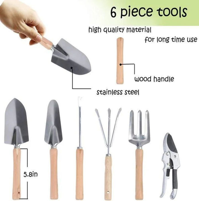 9 Pieces Garden Tools Set Ergonomic Wooden Handle Sturdy Stool With Detachable Tool Kit Perfect For Different Kinds Of Gardening