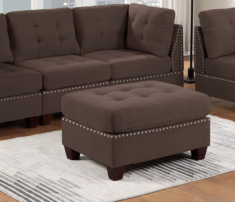 Modular Sofa Set 6 Piece Set Living Room Furniture Sofa Loveseat Tufted Couch Nail Heads Black Coffee Linen Like Fabric 4 Corner Wedge 1 Armless Chair And 1 Ottoman