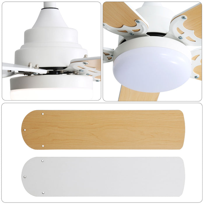 Energy Saving Ceiling Fan 5 Plywood Blade Noiseless Reversible DC Motor Remote Control With Led Light