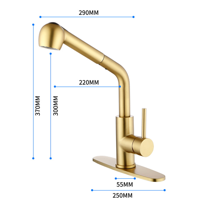 Utility Sink Faucets Single Handle Pull Out Laundry Faucet With Dual Spray Function In Stainless Spot Resistant Gold