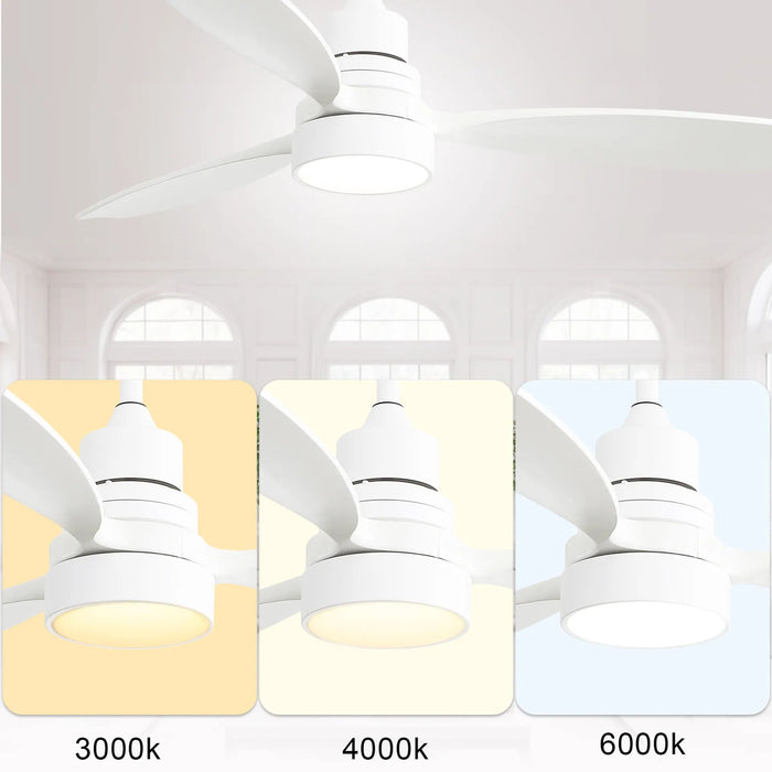 Integrated Led 3 Wood Fan Blade Ceiling Fan With Light Kit And 6 Speed Remote Control