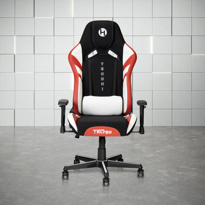 Techni Sport Echo Gaming Chair - Black With Red & White