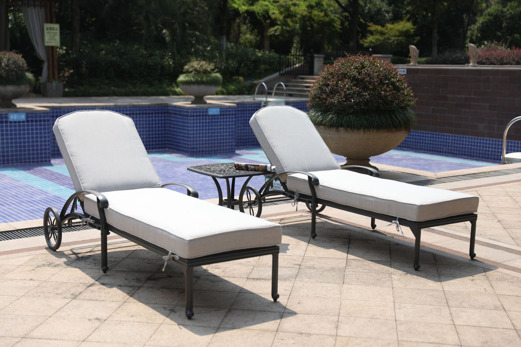 Reclining Chaise Lounge Set With Cushion And Table