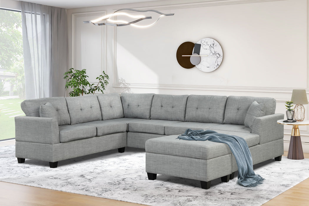 Oversized Sectional Sofa With Storage Ottoman, U Shaped Sectional Couch With 2 Throw Pillows For Large Space Dorm Apartment