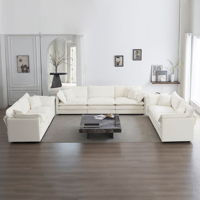 3 Piece Sofa Set Oversized Sofa Comfy Sofa Couch, 2 Pieces Of 2 Seater And 1 Piece Of 3 Seater Sofa For Living Room, Deep Seat Sofa White Chenille