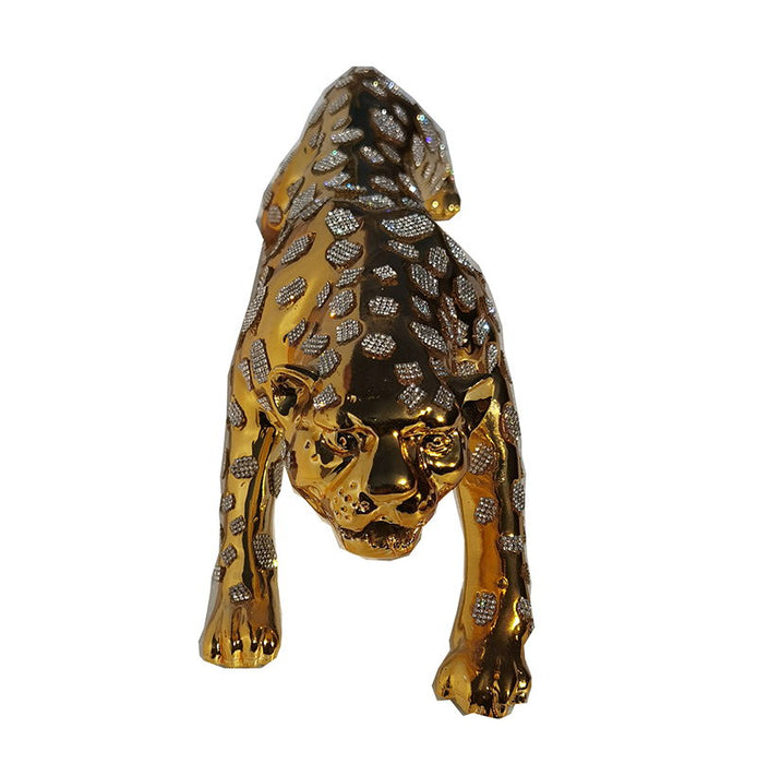 Ambrose Diamond Encrusted Gold Plated Panther (53" X 9. 5"W X 11"H)