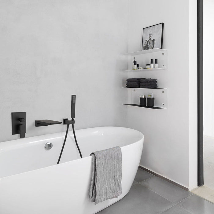 Modern Style Matte Black Wall Mount Tub Filler Bathroom Bathtub Faucet Shower Set