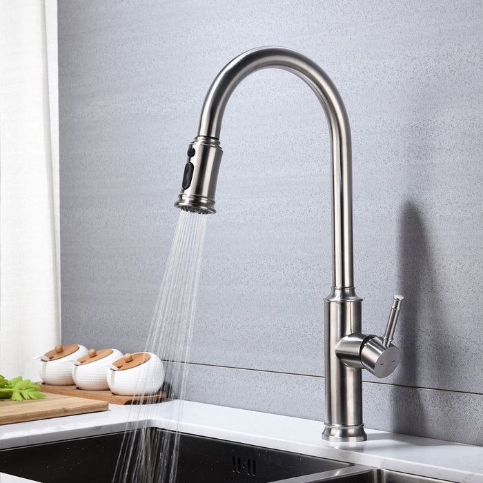 Kitchen Faucet, Pull -Out Sprayer - Brushed Nickel