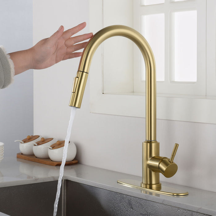 Touch Kitchen Faucet, With Pull Down Sprayer In Gold