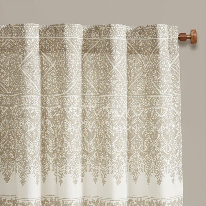 Mila Cotton Printed Curtain Panel With Chenille Lining And Detail