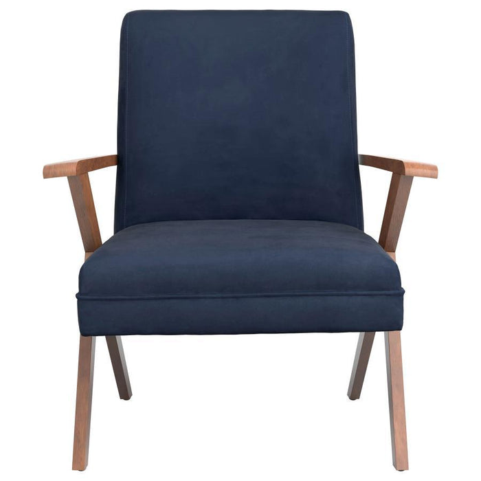 Cheryl - Upholstered Wood Arm Accent Chair - Dark Blue