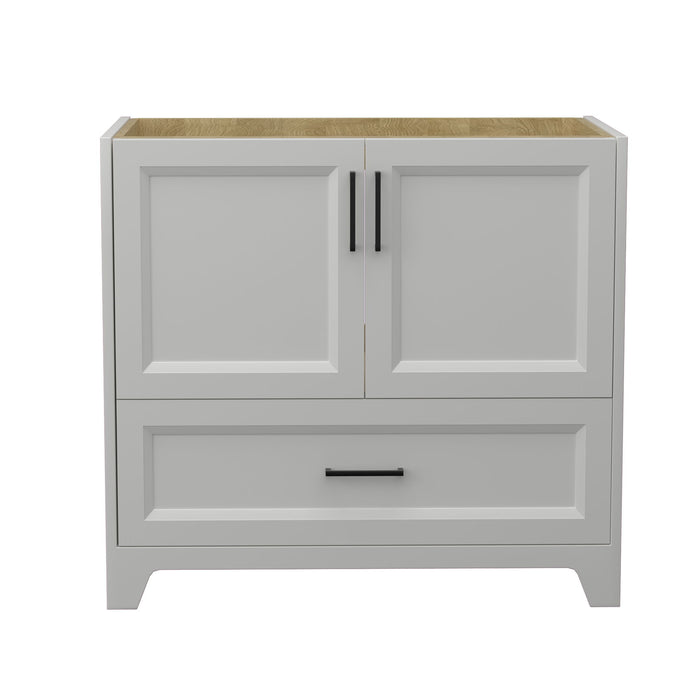 Solid Wood Bathroom Vanity Without Top Sink, Modern Bathroom Vanity Base Only, Birch Solid Wood And Plywood Cabinet, Bathroom Storage Cabinet With Double-Door Cabinet And 1 Drawer Light Gray
